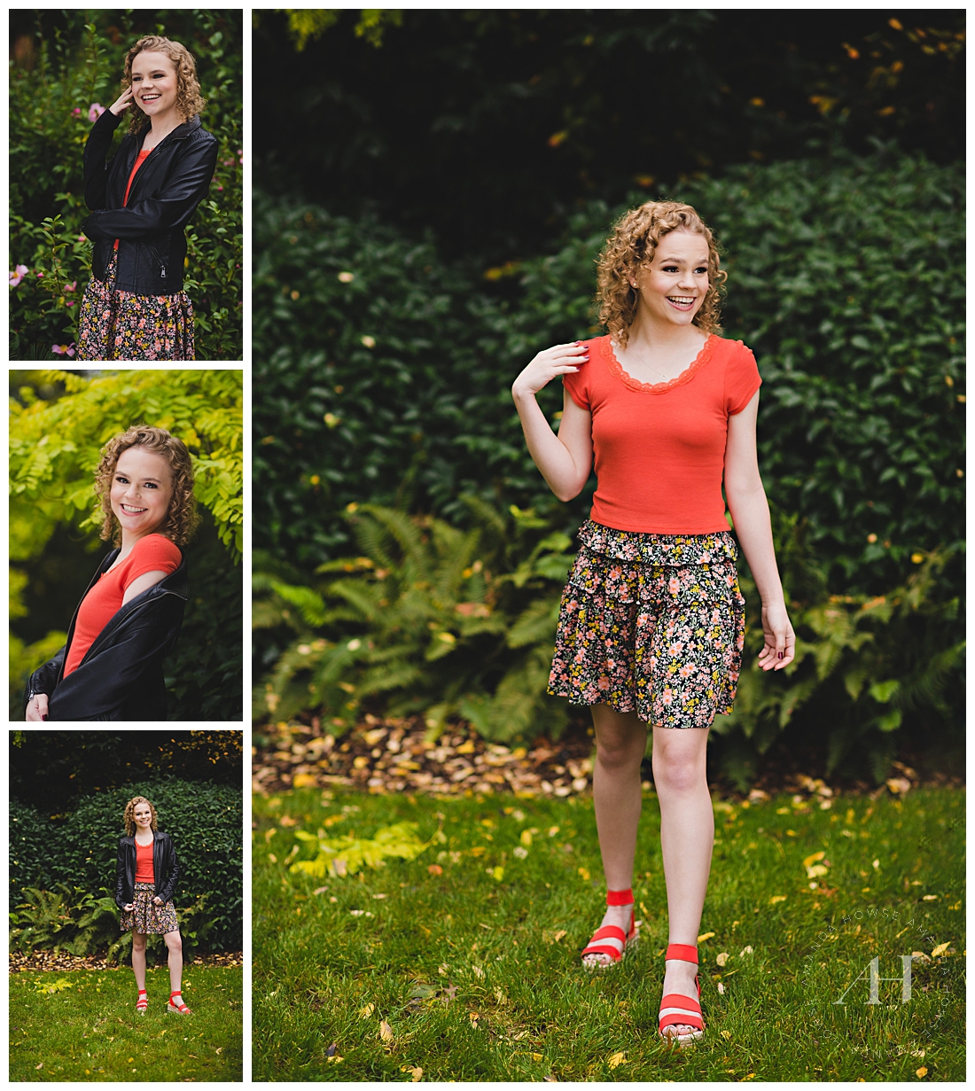 Garden Portraits of Modern High School Senior | How to style naturally curly hair for senior portraits, glam makeup ideas, fall outfit inspiration | Photographed by the Best Tacoma Senior Photographer Amanda Howse