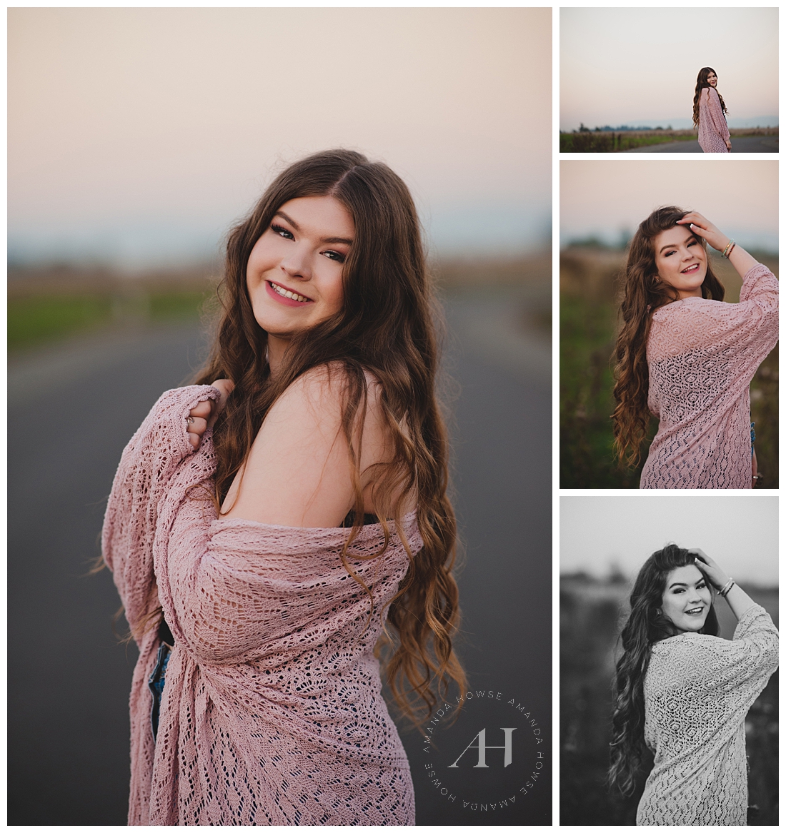 Pose Ideas for Senior Girls | Lake Tapps Golden Hour, Sunset Senior Portraits, How to Style a Cardigan for Senior Portraits | Photographed by the Best Tacoma Senior Photographer Amanda Howse