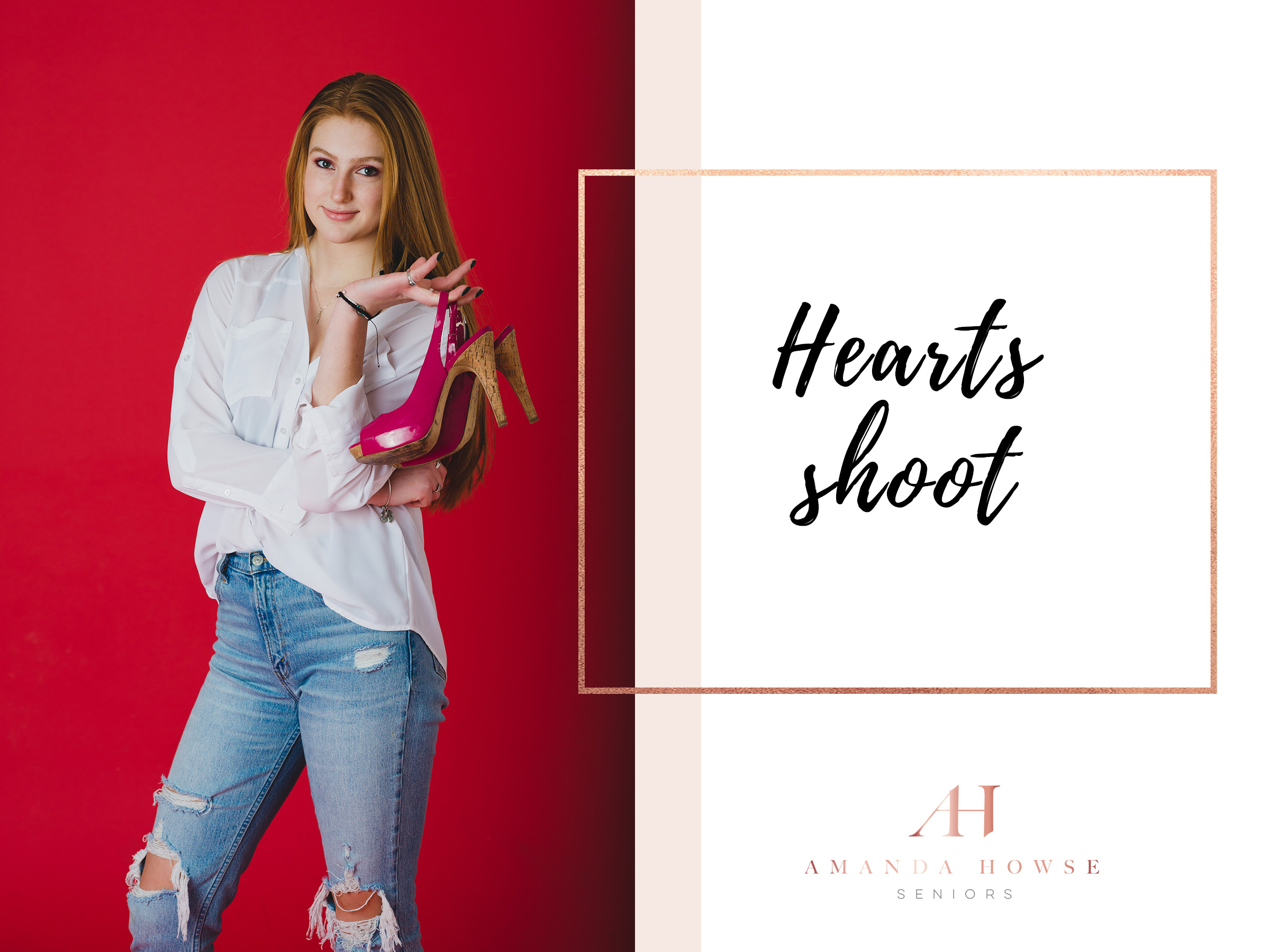 Hearts-Themed Photoshoot at Studio 253 in Downtown Tacoma | AHP Model Team Themed Portrait Sessions, Outfit Ideas for Valentine's Day, Pose Ideas for Indoor Senior Portraits, Flirty Outfit Inspiration | Photographed by the Best Tacoma Senior Photographer Amanda Howse