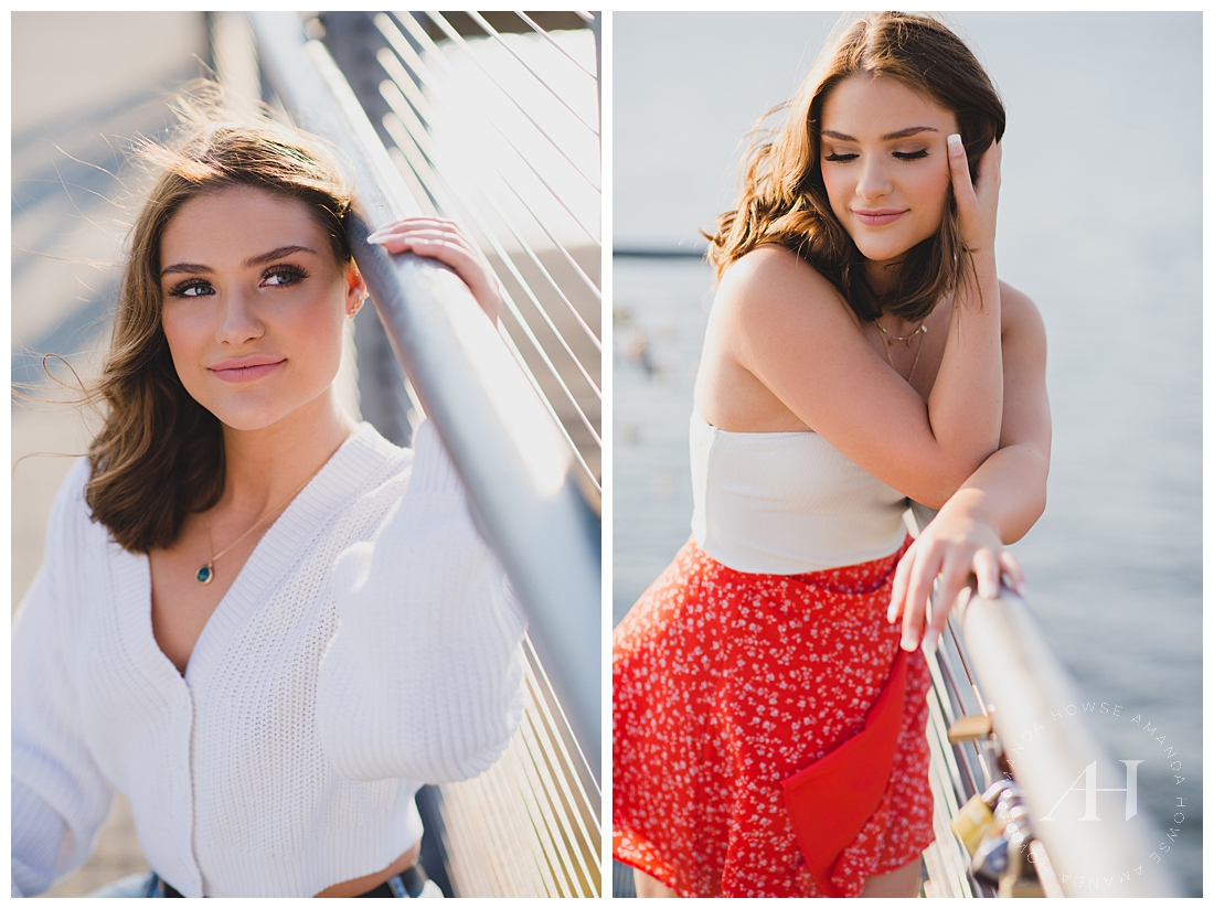 Waterfront Portraits at Chambers Bay | How to Style a Bright Skirt and White Top for Senior Portraits | Amanda Howse Photography | The Best Tacoma Senior Photographer