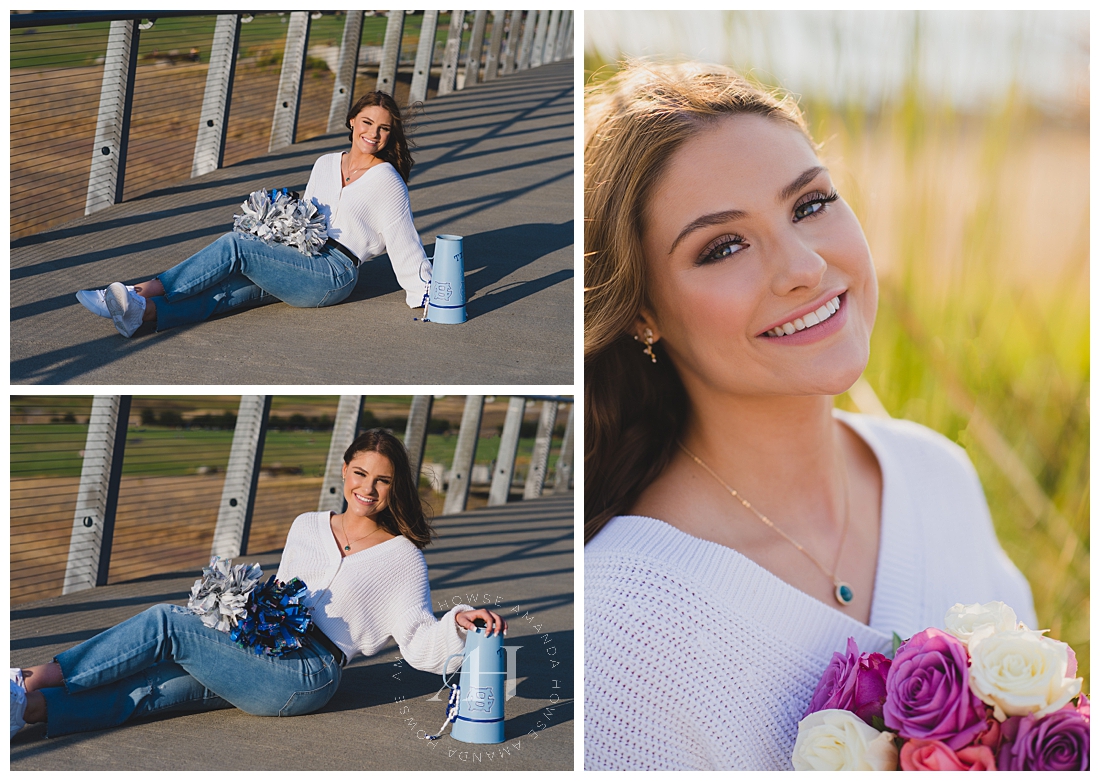 Senior Portraits for Cheerleaders | Bring Your Pom-Poms to Your Senior Portrait Session, Outfit Ideas for Cheerleaders, Summer Portraits at Chambers Bay | Amanda Howse Photography | The Best Tacoma Senior Photographer