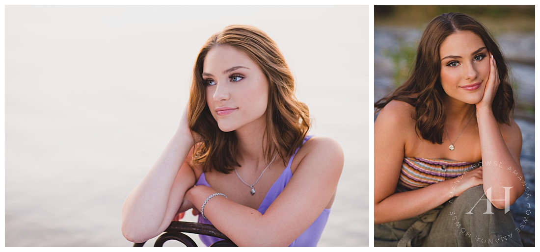 High School Senior Girl Posing on a Wooden Chair | Private Beach Session for Senior Portraits, Waterfront Senior Portraits, Glam Hair and Makeup for Senior Portraits | Amanda Howse Photography | The Best Tacoma Senior Photographer
