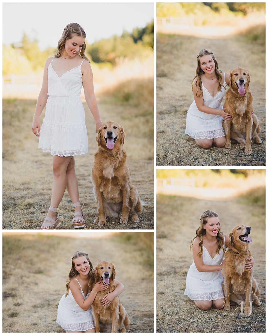 Cute Senior Girl with her Dog | How to Pose with Pets, Senior Portraits with Dogs, Senior Portraits with Family Pets, Who to Bring to Your Senior Portrait Session | Photographed by the Best Tacoma Senior Portrait Photographer Amanda Howse