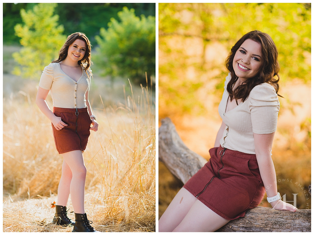 Cute Skirt and Top Ideas for Senior Portraits | Late Summer Senior Session at Fort Steilacoom | Amanda Howse Photography | The Best Tacoma Senior Portrait Photographer