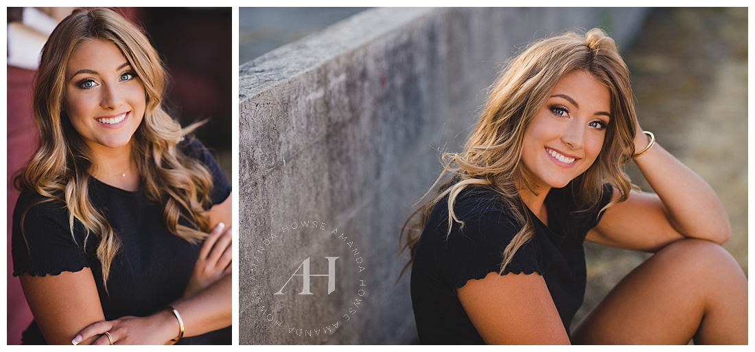 Outdoor Fort Steilacoom Senior Portraits | Pose Ideas for Summer Portraits, How to Style a Simple Black T-Shirt for Portraits, Tan Summer Portraits, Fort Stilly Senior Portraits, Outdoor Washington Senior Sessions | Photographed by the Best Tacoma Senior Photographer Amanda Howse