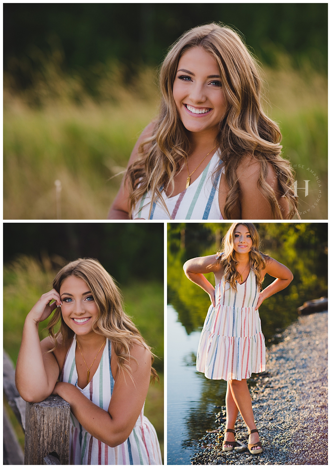 Cute Striped Dress for Senior Portraits | Head to the Blog to see this fun, versatile senior session in Washington filled with outfit inspiration and location ideas for seniors | Photographed by the Best Tacoma Senior Photographer Amanda Howse
