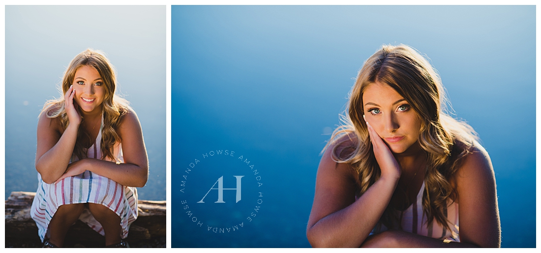 Gorgeous Senior Portraits by the Water | How to Pose in Front of Water, Beach Portraits, Blue Eyes, Senior Portrait Sessions on the Beach | Photographed by the Best Tacoma Senior Photographer Amanda Howse