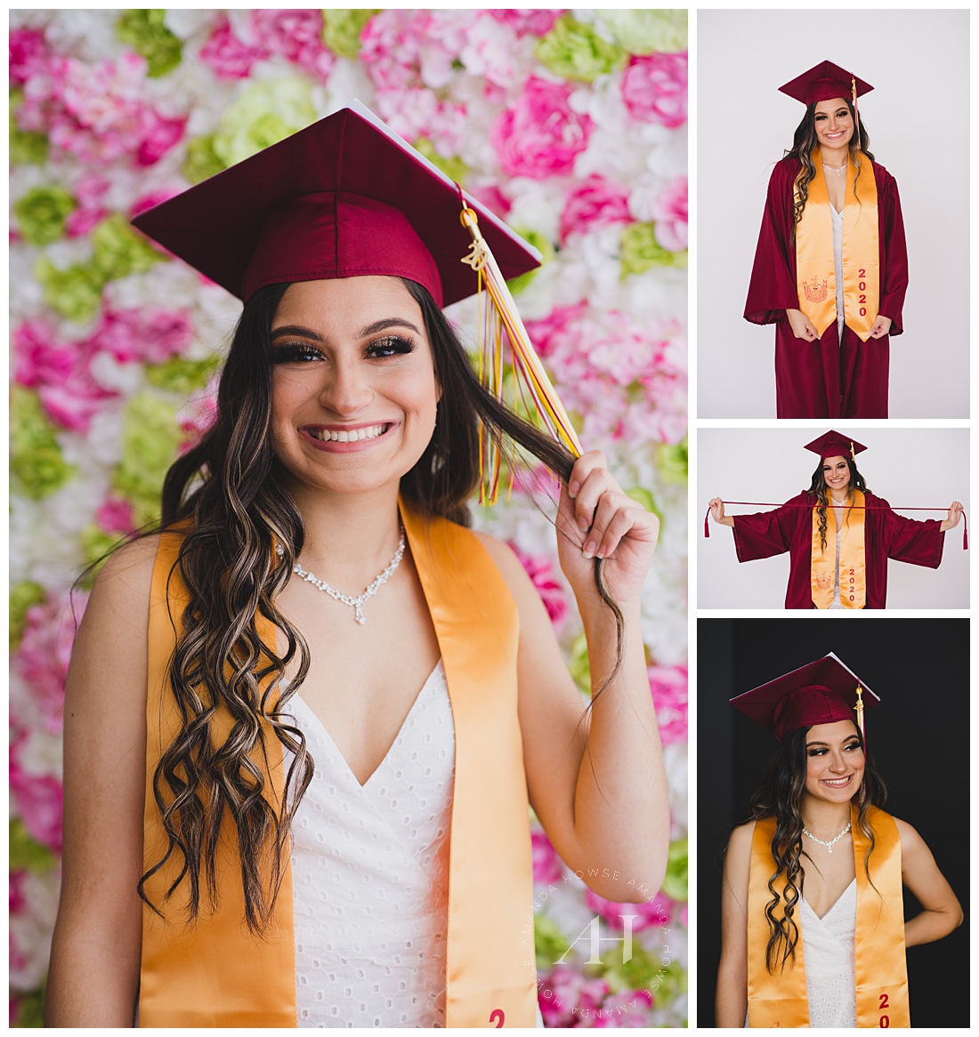 Spring Cap and Gown Portraits | How to Style Your Cap and Gown for Graduation, Outfit Ideas for Seniors, Studio 253 Cap and Gown Portraits | Photographed by the Best Tacoma Senior Photographer Amanda Howse