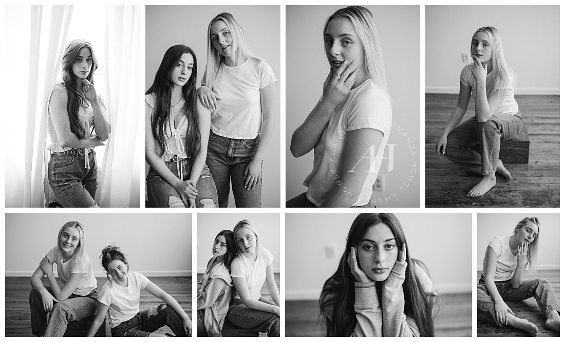 Pose Ideas for Project Beauty Campaign 2021 | AHP Model Team, Black and White Portraits without Makeup or Filters, No Editing or Retouching, Empowering Young Women to Embrace Their Flaws and Imperfections | Photographed by Tacoma's Best Senior Photographer Amanda Howse