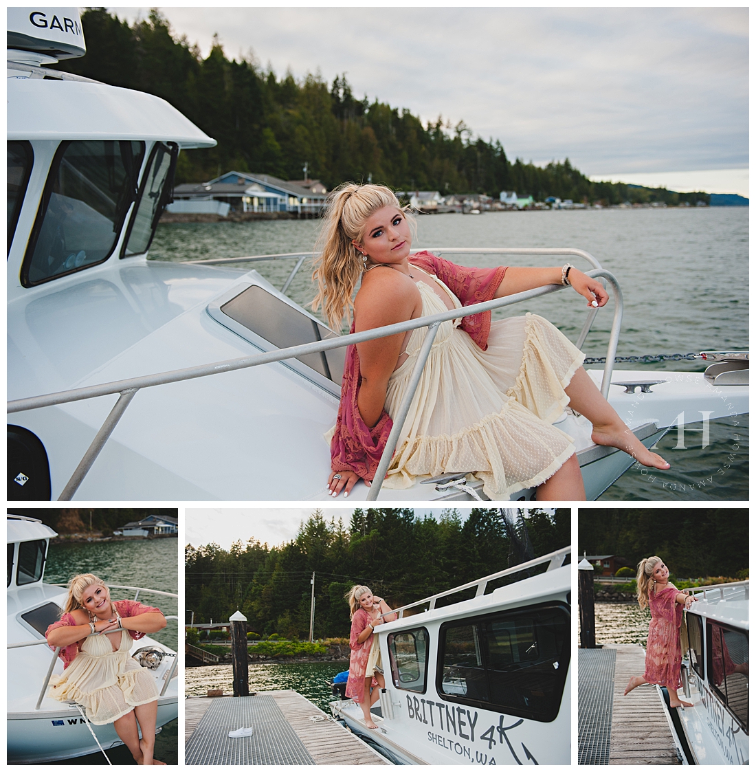 Fun Summer Portraits on a Boat | Waterfront Senior Portraits in Shelton, Tacoma Senior Portrait Photographer, What to Wear for Summer Senior Portraits | Photographed by Tacoma's Best Senior Portrait Photographer Amanda Howse Photography
