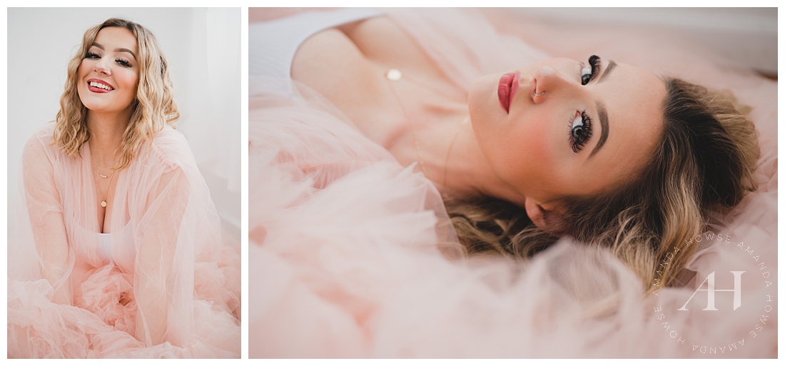 Dreamy Portraits in a Pink Fluffy Tulle Robe | Photographed by Tacoma's Best Portrait Photographer Amanda Howse