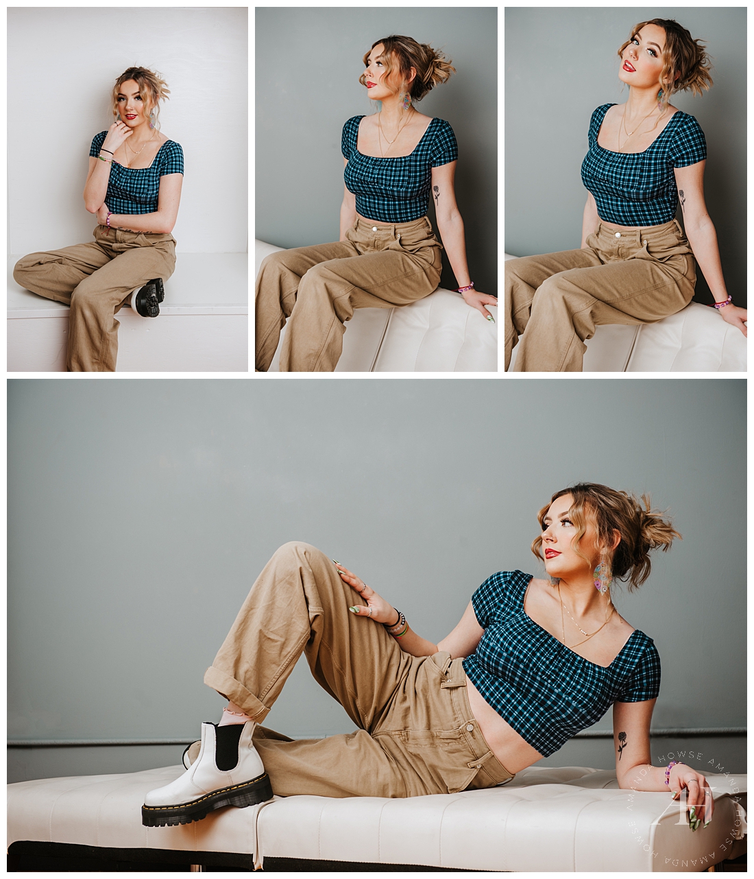 1990s Portrait Session Inspired by Clueless Fashion | Plaid Crop Top and Khakis, Doc Martens | Photographed by Tacoma Photographer Amanda Howse