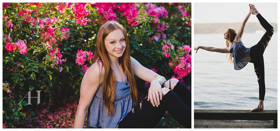 Point Defiance Rose Garden Senior Portraits | Gymnast Poses for Senior Portraits, Outfit Inspo for Summer Portraits, Owen Beach Senior Session | Amanda Howse Photography | Photographed by Tacoma's Best Senior Portrait Photographer 