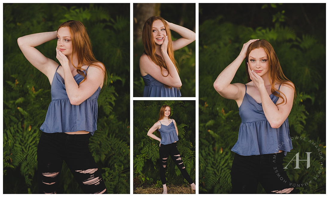 Casual Senior Portraits Outside with Distressed Denim and Flowy Camisole | Amanda Howse Photography | Photographed by Tacoma's Best Senior Portrait Photographer 