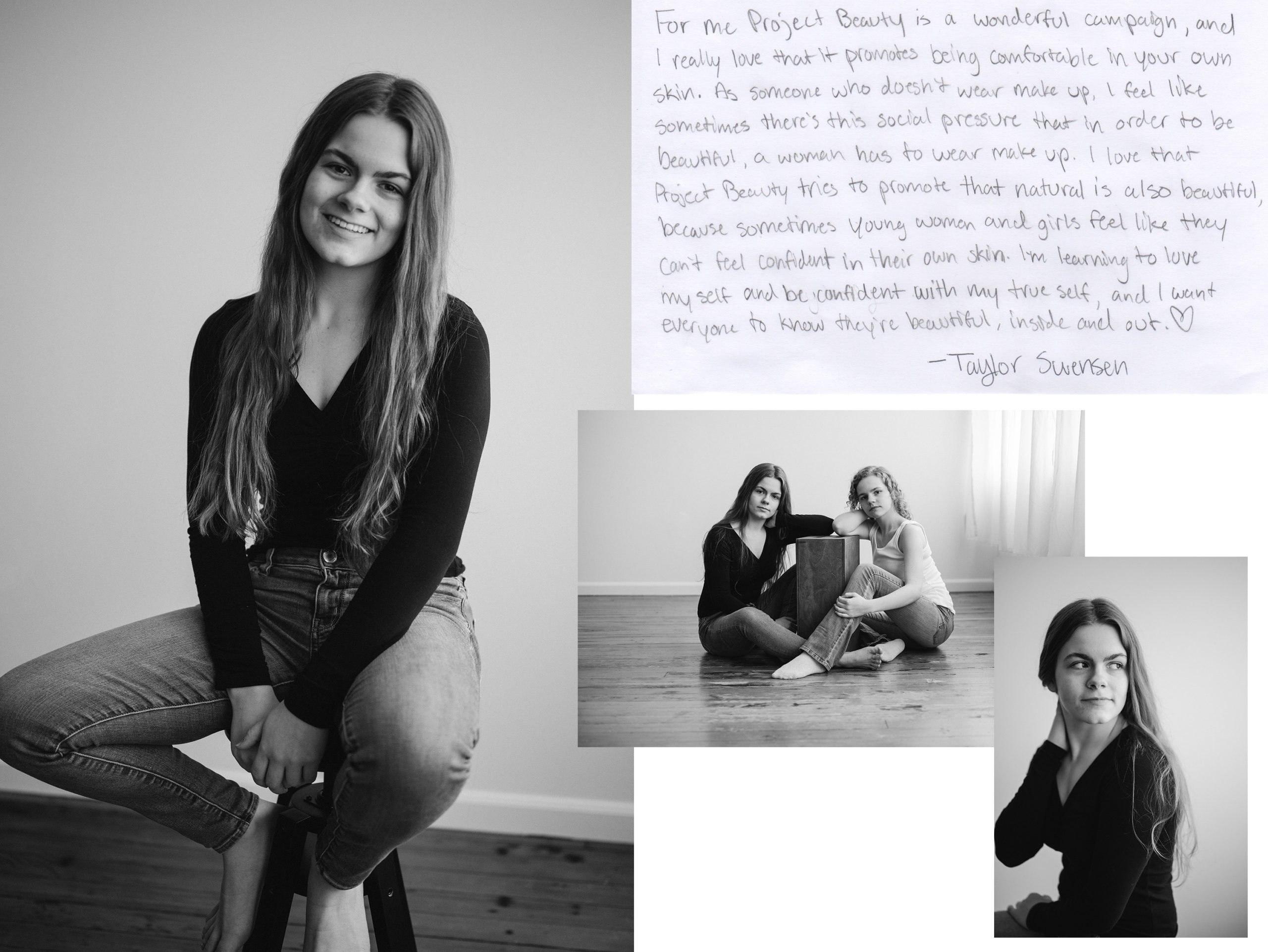Words from a High School Senior on What Project Beauty Means to Them | The Impact of Project Beauty | Embracing Your Natural Beauty, Senior Portraits without Makeup or Retouching, Natural Portraits, Black and White Portraits | Tacoma Senior Photographer | Amanda Howse Photography