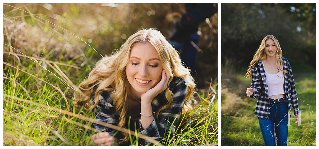 Golden Hour Senior Portraits | How to Style a Plaid Flannel for Portraits, Casual Senior Portraits, Outdoor Senior Session | Photographed by Amanda Howse Photography, Tacoma's Best Senior Photographer