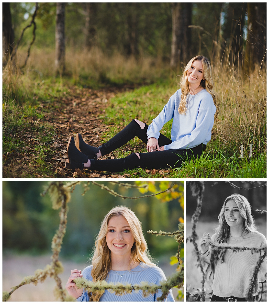 Senior Portraits on a Hiking Trail | Natural PNW Senior Portraits, Outfit Ideas for Fall Portraits, Casual Senior Portraits at Fort Steilacoom | Photographed by Amanda Howse Photography, Tacoma's Best Senior Photographer