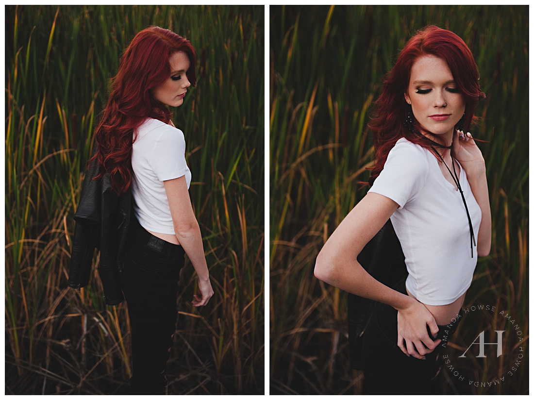Senior with Red Hair | Outdoor Senior Portraits in Tacoma, How to Style a Crop Top, Edgy Senior Portraits | Photographed by Tacoma's Best Senior Portrait Photographer Amanda Howse