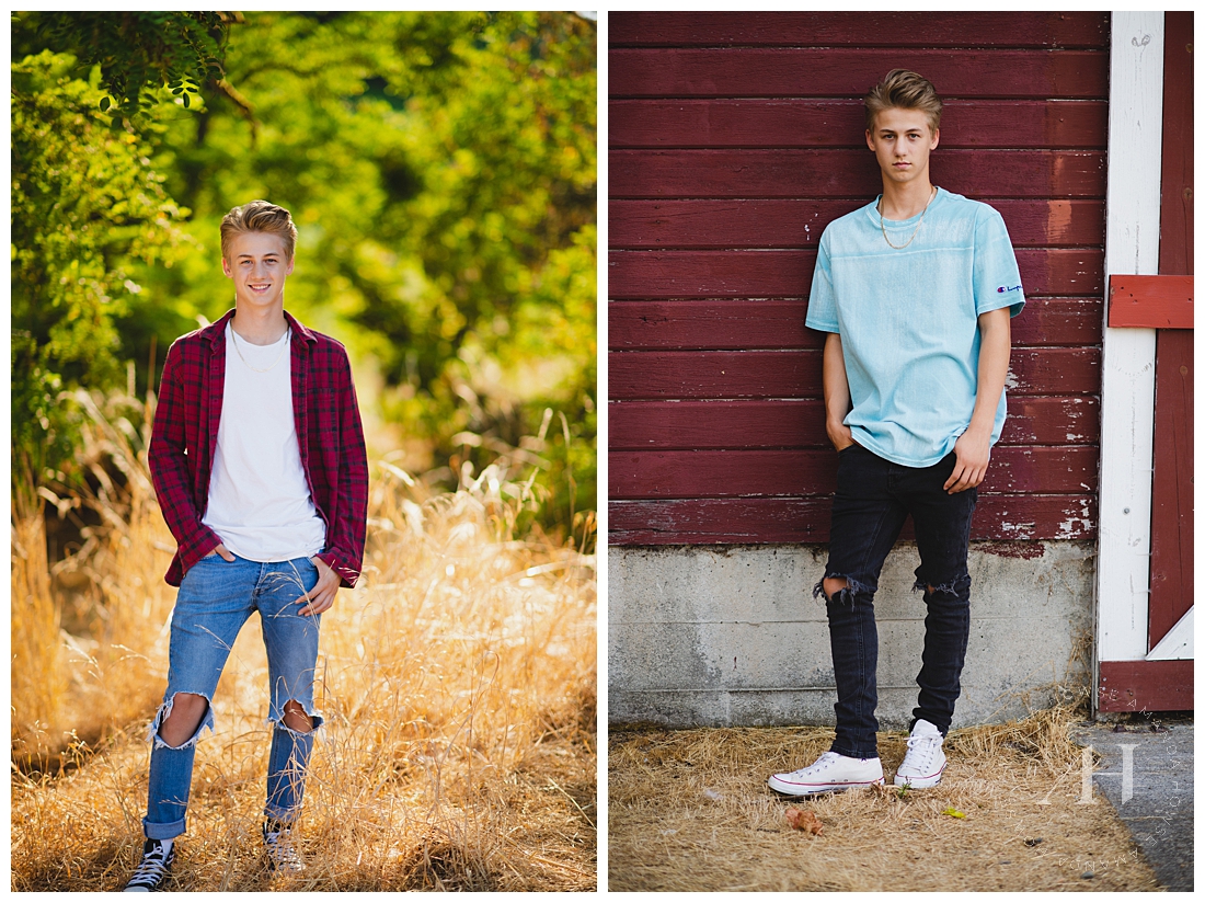 Rustic Senior Photos at Fort Steilacoom | Red Barn in Tacoma for Senior Portraits, Casual Outfit Ideas | Photographed by Tacoma's Best Senior Photographer Amanda Howse