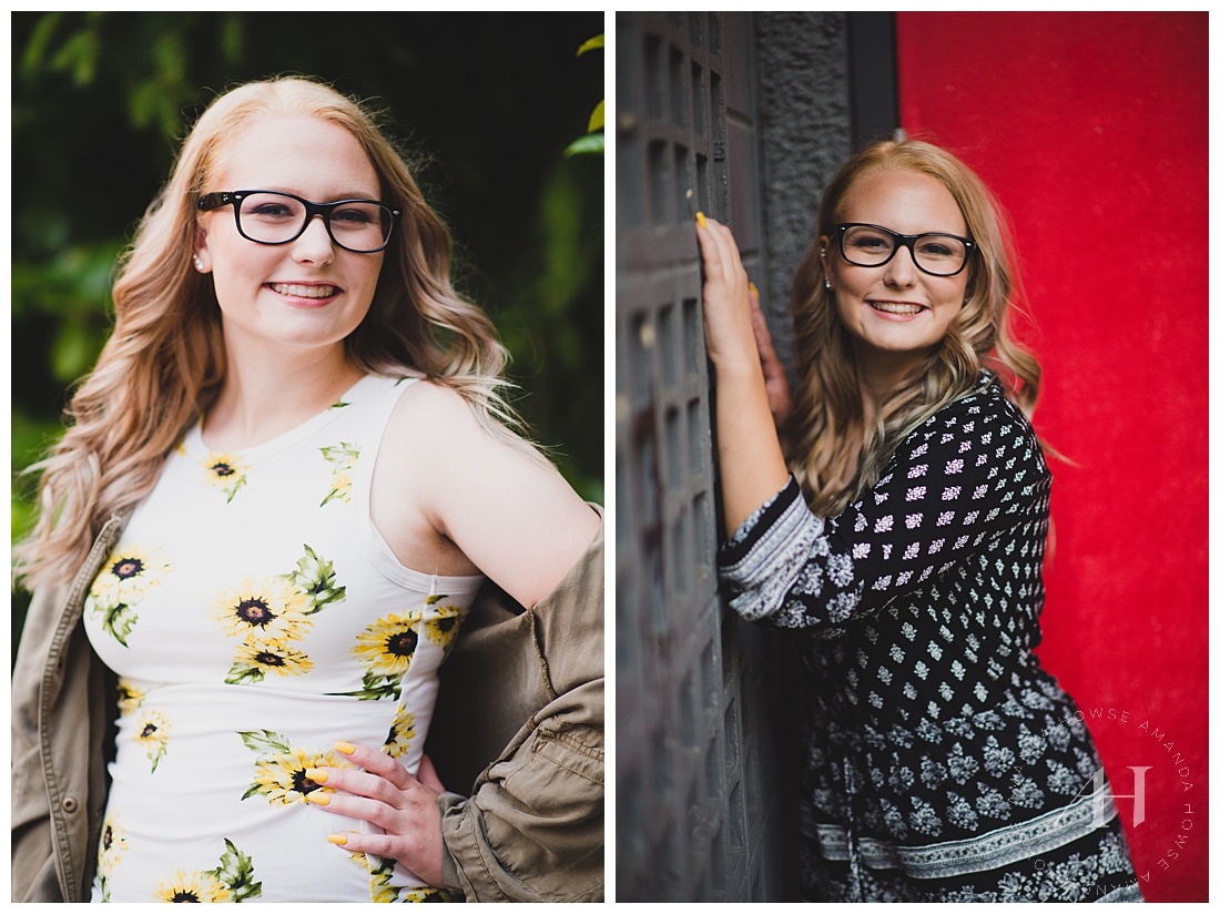 How to Wear Prints for Senior Portraits | Fun Senior Photos in Tukwila, Modern Senior Portraits, Pose Ideas for High School Senior Girls | Photographed by the Best Tacoma Senior Portrait Photographer Amanda Howse Photography 