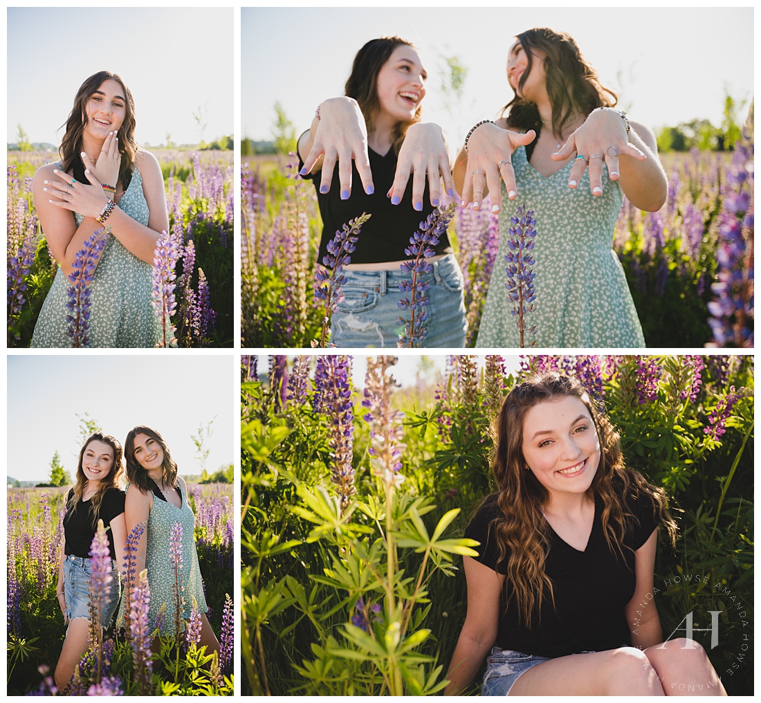 High School Senior girls Showing Off Their Manicures | Tips for Group Portraits in the Summer, Summer Outfits, Cute Dresses for Summer | Photographed by Tacoma's Best Senior Portrait Photographer Amanda Howse Photography