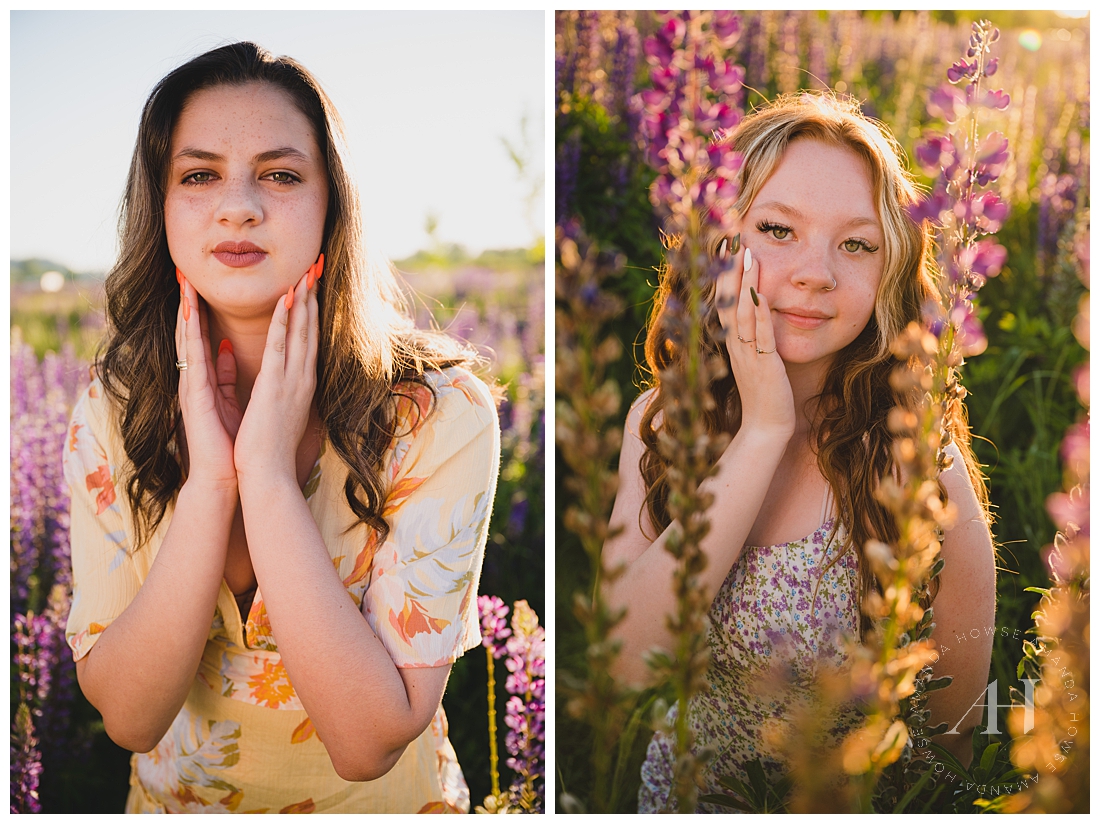Solo Portraits of Class of 2022 Model Team Member | Lupine Fields, Floral Portraits, Summer Outfit Inspiration, Pose Ideas for High School Seniors | Photographed by the Best Tacoma Senior Photographer Amanda Howse