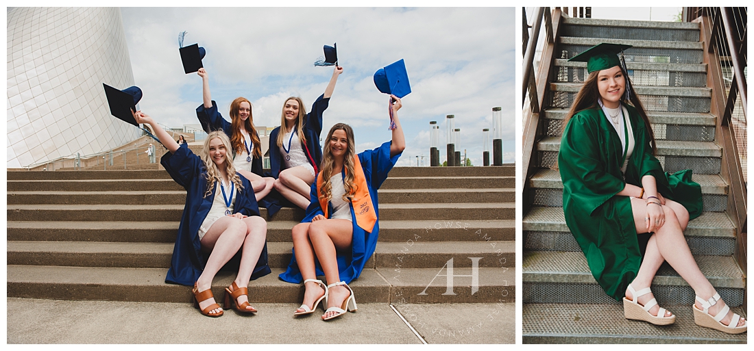 High School Seniors Tossing Caps for Graduation | Class of 2021 Graduation Portraits | Amanda Howse Photography