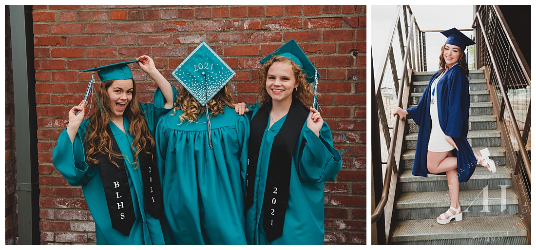 Senior Portraits with Teal Cap and Gown | Modern Graduation Portraits | Teen Wise Parenting Coach Tips for Seniors | Tacoma Photographer Amanda Howse