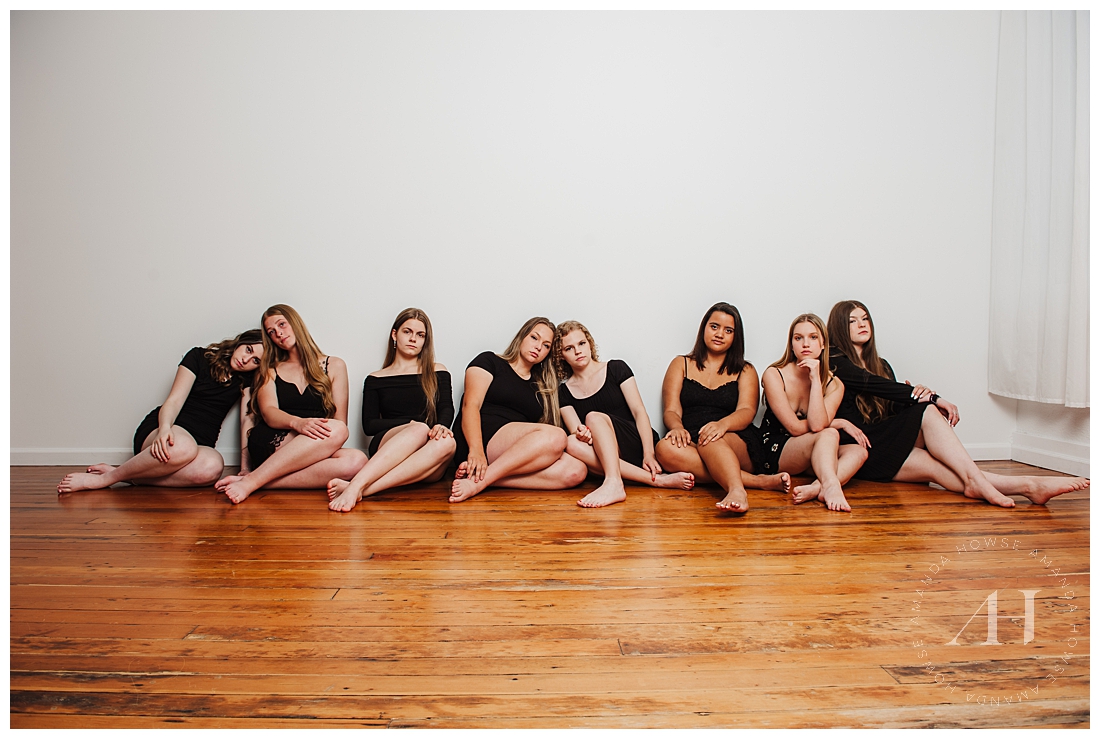 Group Portraits with High School Senior Girls in Little Black Dresses | AHP Model Team | Photographed by the Best Tacoma Senior Photographer Amanda Howse