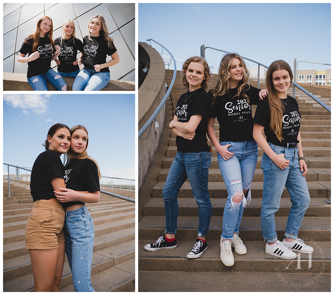 Fun Portraits with Matching Shirts for the AHP Class of 2021 Model Team | Photographed by the Best Tacoma Senior Photographer Amanda Howse