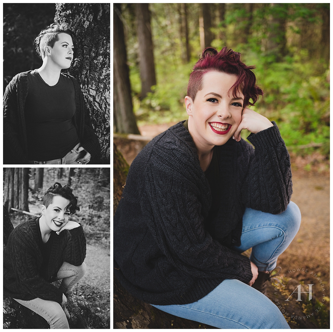 Forest Portraits in Gig Harbor | Adventurous Senior Portraits, Modern Senior Portraits, Outdoor Portrait Ideas | Photographed by the Best Tacoma Senior Photographer Amanda Howse Photography