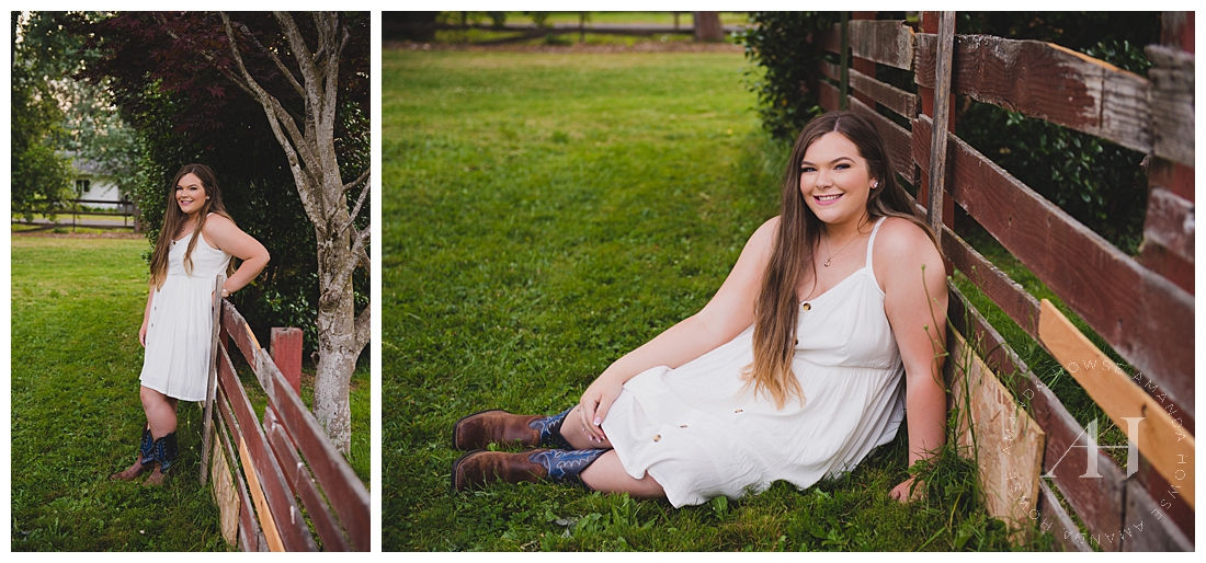 Country Inspired Senior Portraits on a Farm | How to Style a Little White Dress for Senior Portraits | Photographed by the Best Tacoma Senior Photographer Amanda Howse Photography