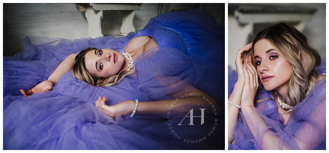 Model in Tulle Ballgown | Dress Rentals for Glam Photoshoots, Utah Gowns, Pose Ideas for High School Senior Portraits | Photographed by the Best Tacoma Senior Photographer Amanda Howse