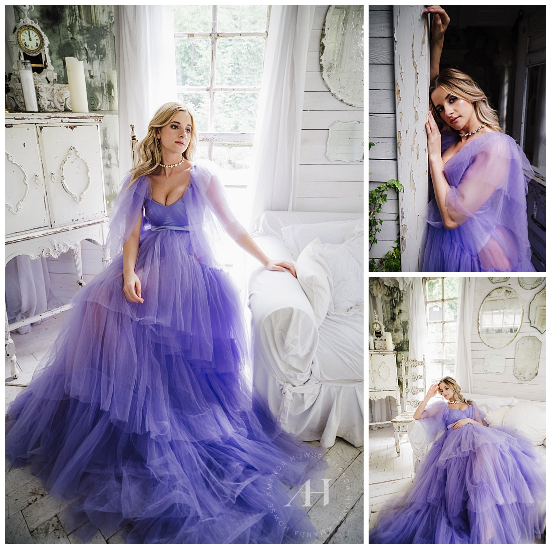 Model in a Tulle Ballgown in a Little White House | How to Style an Editorial Shoot, Creative Shoot Ideas for High School Senior Photographers | Photographed by the Best Tacoma Senior Photographer Amanda Howse