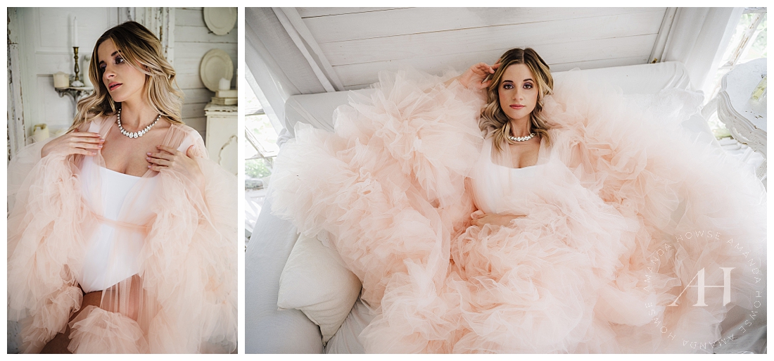 Glamorous Styled Shoot with Inspiration for Creative Photographers | Pose Ideas for Models, Tulle Robe, Glam Accessories, How to Plan a Styled Shoot | Photographed by the Best Tacoma Senior Photographer Amanda Howse