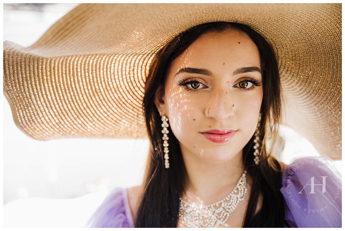 Model in Oversized Sun Hat | How to Style a Tulle Ballgown | Photographed by the Best Tacoma Senior Photographer Amanda Howse