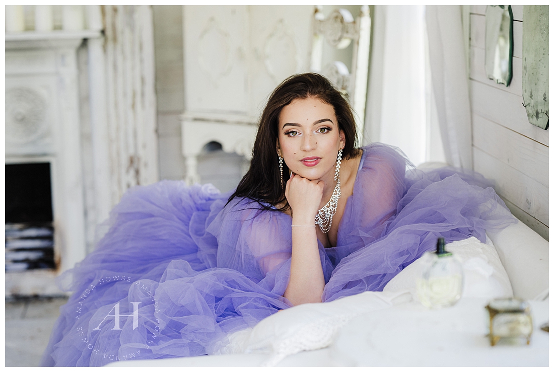 Stunning Portrait of Brunette in Tulle Ballgown | My Little White House | Photographed by the Best Tacoma Senior Photographer Amanda Howse Photography