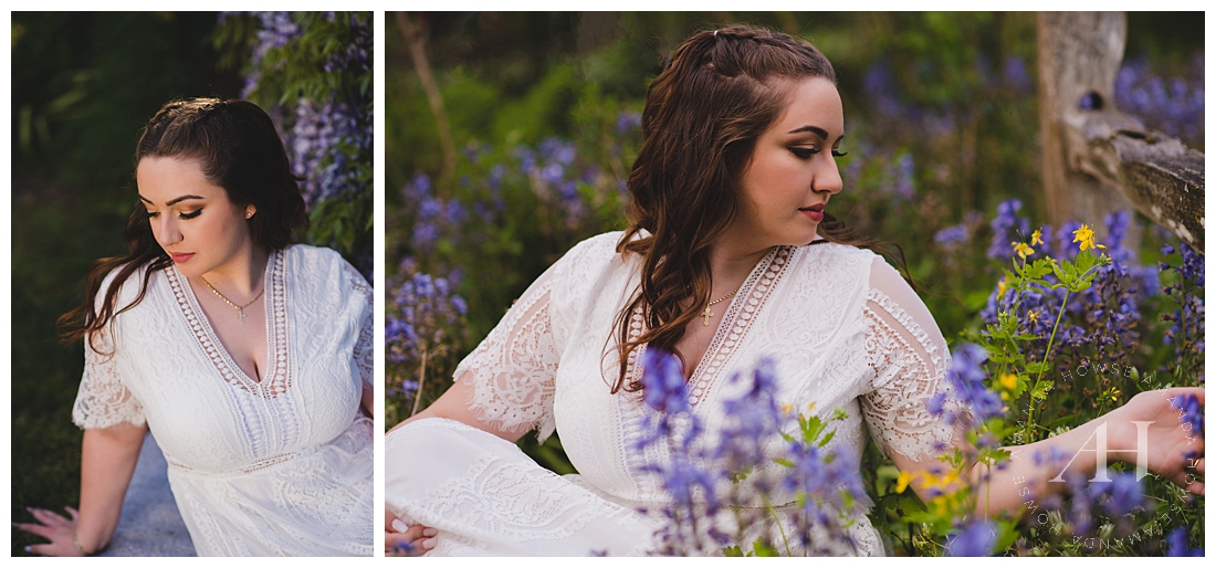 Boho Senior Portraits in a Garden | How to Wear a Lace Dress for Portraits, Hair and Makeup Inspo for Boho Portraits | Photographed by the Best Tacoma Senior Photographer Amanda Howse Photography