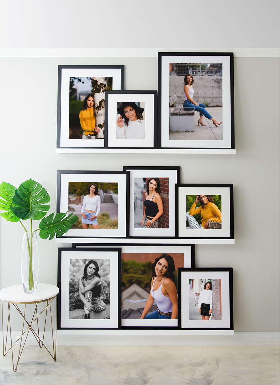 Gallery Wall of Senior Portraits | Heirloom Prints and Products for Senior Portraits | Tacoma Senior Photographer Amanda Howse