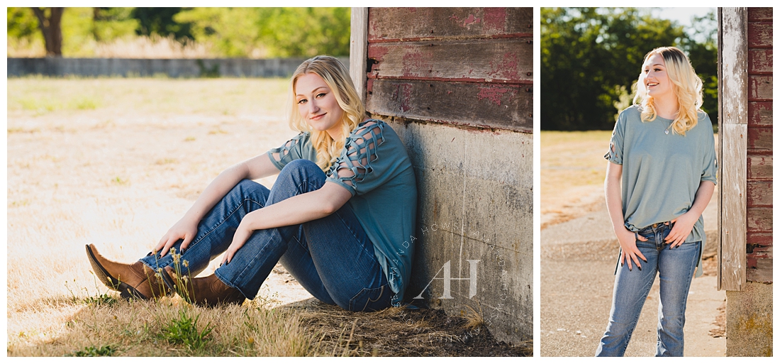 Senior Portraits Outside of a Barn | Ft. Stilly Senior Portraits | Photographed by the Best Tacoma Senior Portrait Photographer Amanda Howse Photography