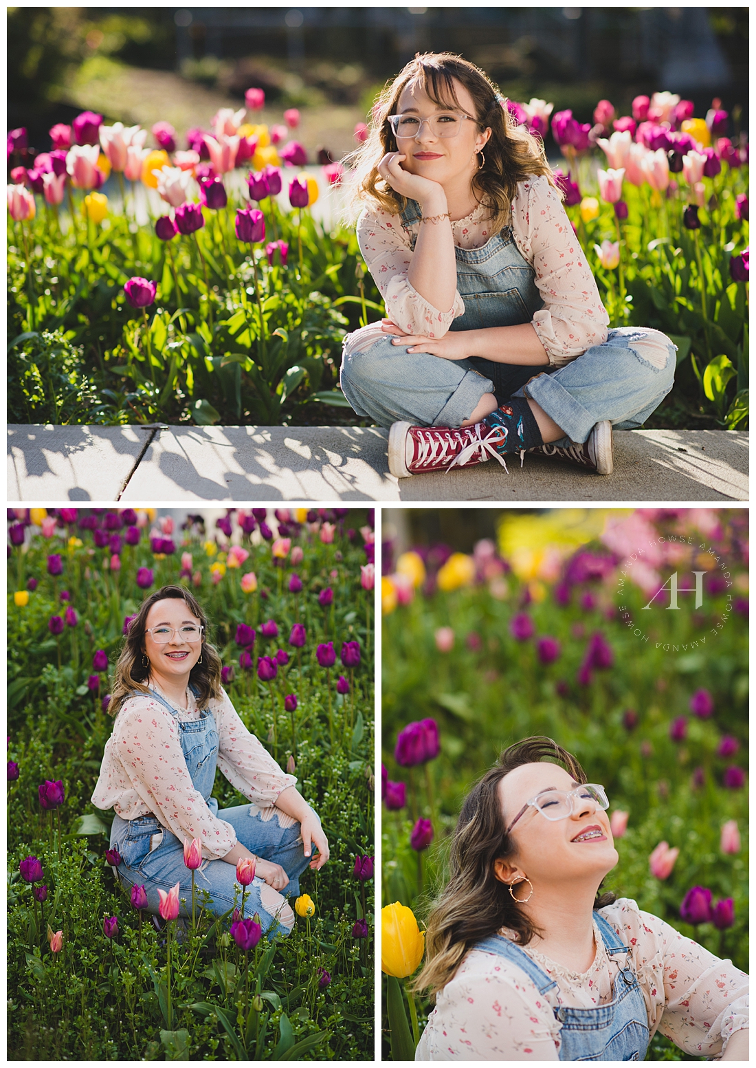 Spring Senior Portraits with Tulips | Blooms for Senior Portraits in Tacoma, Tulips, Spring Flowers for Senior Portraits | Photographed by the Best Tacoma Senior Photographer Amanda Howse Photography