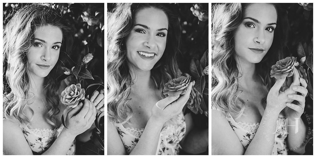 Cute Senior Portraits in Tacoma | Black and White Senior Portraits, Modern Senior Portraits, Outdoor Spring Portraits | Photographed by the Best Tacoma Senior Portrait Photographer Amanda Howse Photography 