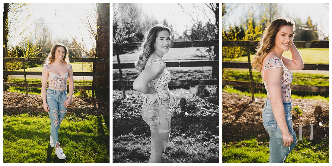 Rustic Senior Portraits in Tacoma | How to Style a Floral Corset, Pose Ideas for Senior Girls, High School Senior Portraits | Photographed by the Best Tacoma Senior Portrait Photographer Amanda Howse Photography 