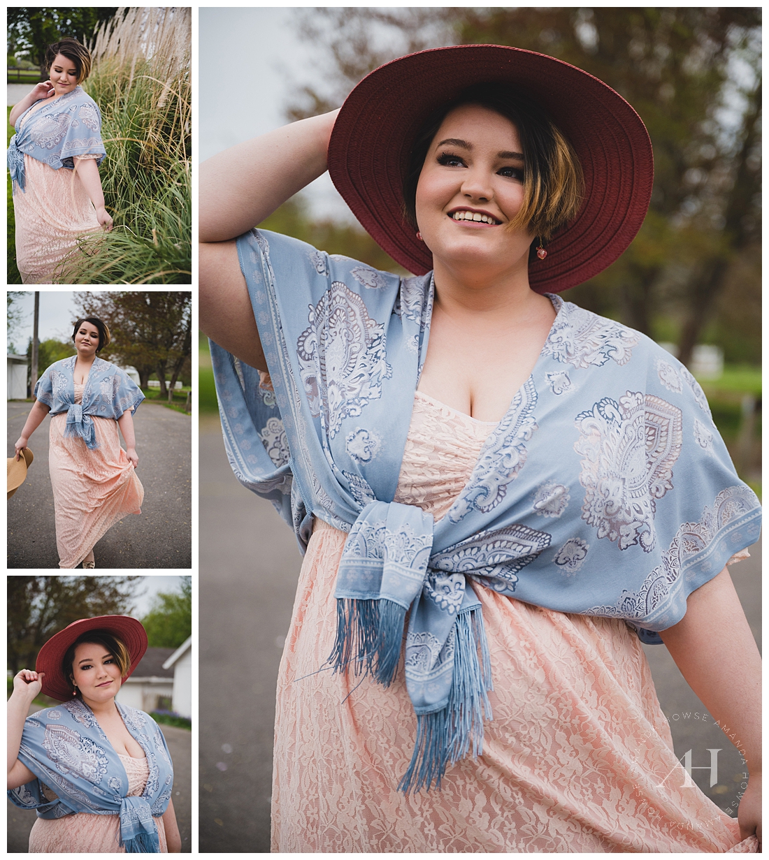 Cute Spring Portraits of High School Seniors | How to Style a Shawl, Maxi Dress and Hat Ideas, Spring Inspiration | Photographed by the Best Tacoma Senior Photographer Amanda Howse Photography