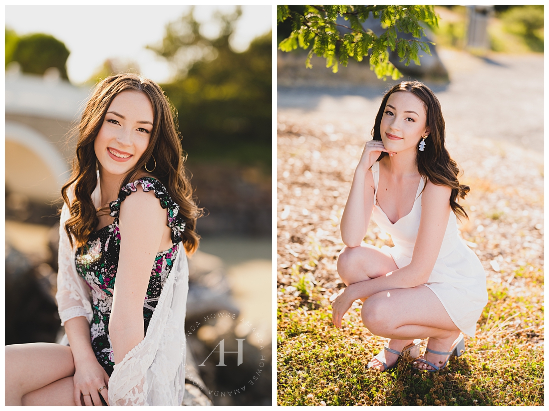 Cute Senior Portraits with Summer Outfits | How to Style Senior Photos in a Park | Photographed by the Best Tacoma Senior Photographer Amanda Howse Photography