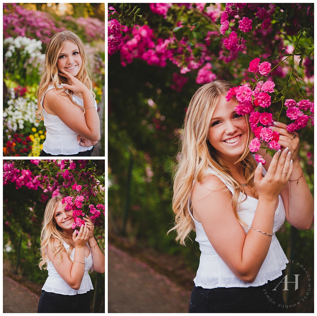 Fun Poses for Garden Portraits | How to Style a Summer Senior Portrait Session | Photographed by the Best Tacoma Senior Portrait Photographer Amanda Howse Photography