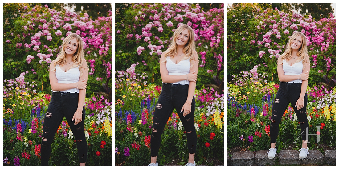 Point Defiance Rose Garden Senior Portraits | Casual Outfits for Senior Photos | Photographed by the Best Tacoma Senior Portrait Photographer Amanda Howse Photography