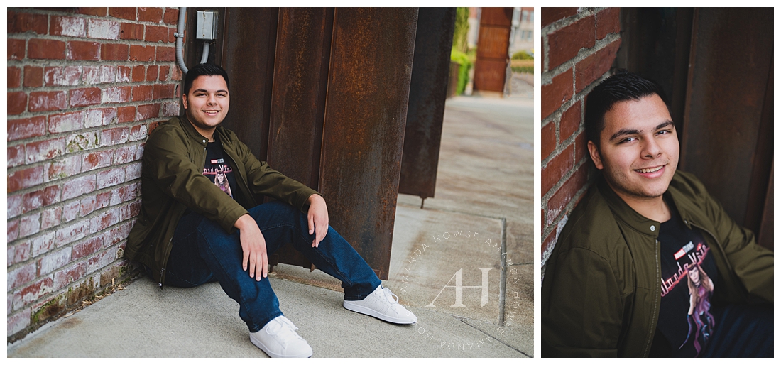 Modern Senior Portraits with Brick Walls | Casual Outfit Inspiration for Guys, Senior Photos in Tacoma | Photographed by the Best Tacoma Senior Photographer Amanda Howse Photography