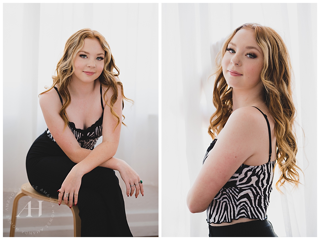 Glam Hair and Makeup for Senior Portraits | How to Wear Animal Print for Senior Photos  | Photographed by the Best Tacoma Senior Portrait Photographer Amanda Howse Photography