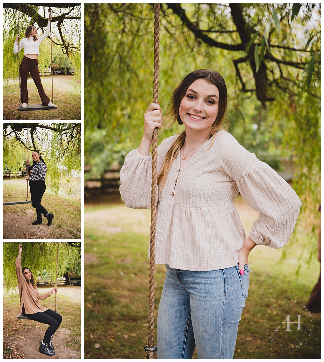 Fun Senior Portraits on a Tree Swing | AHP Model Team Portraits | Photographed by the Best Tacoma Senior Portrait Photographer Amanda Howse Photography 